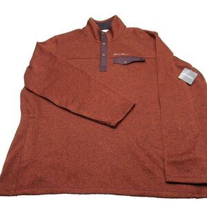 Eddie Bauer Radiator Sweater Mens XXL Rustic Red Long Sleeve‎ 2.0 Snap NEW